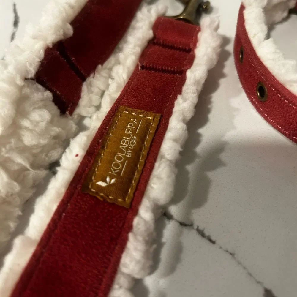 Koolaburra Faux Suede And Sherpa Dog Collar and Leash NWOT